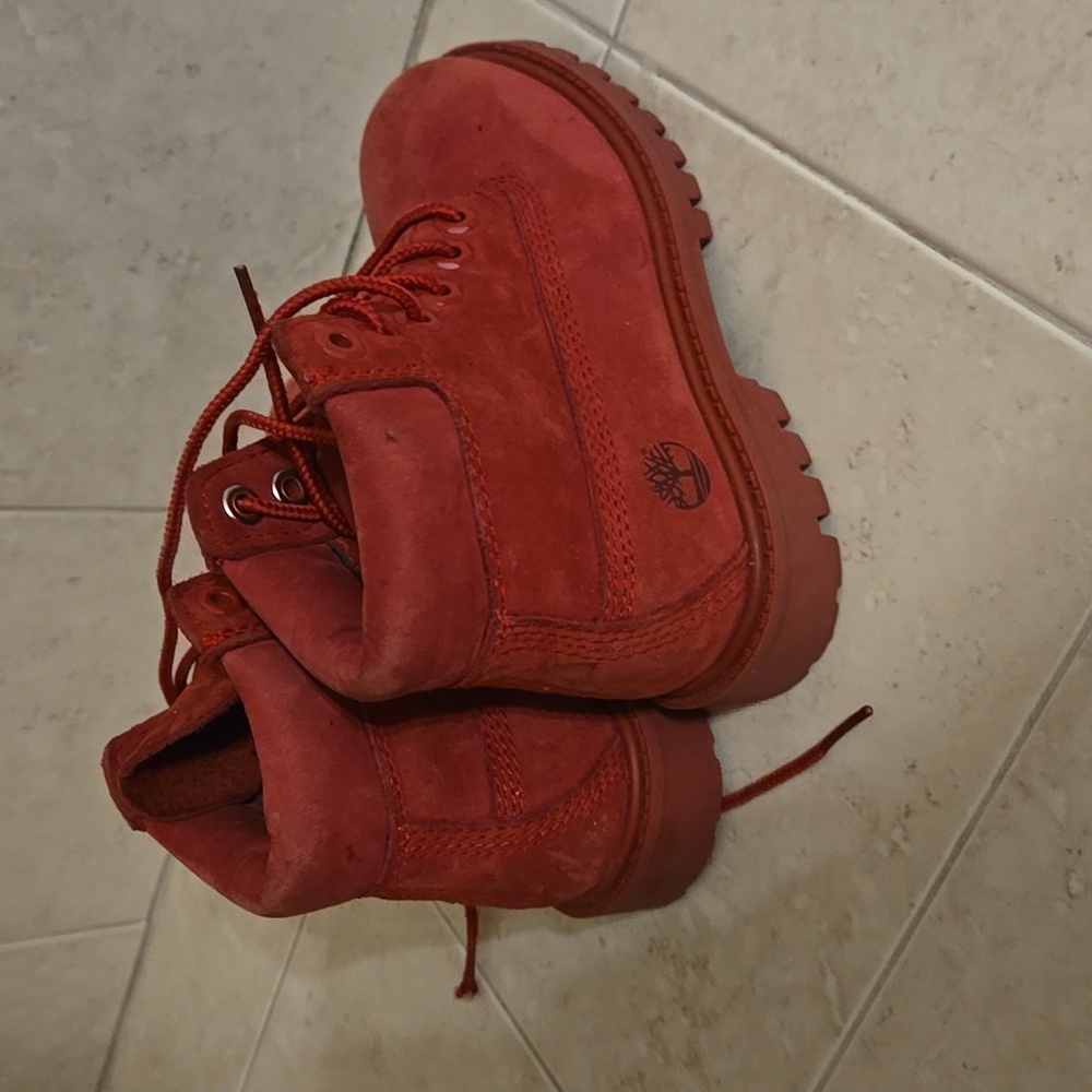Red timberland boots girls